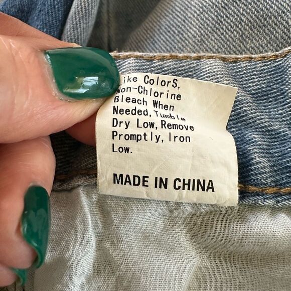 Shein Factory Distressed Blue Jeans Light Wash Wide Legs Size XS - Picture 13 of 13